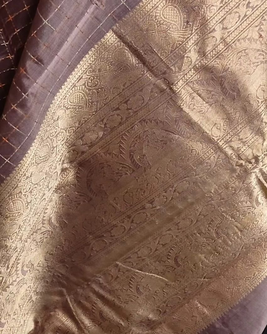 Silk-Cotton Kanchi Handweave with Zari - (SCHZ0020) - Image 3