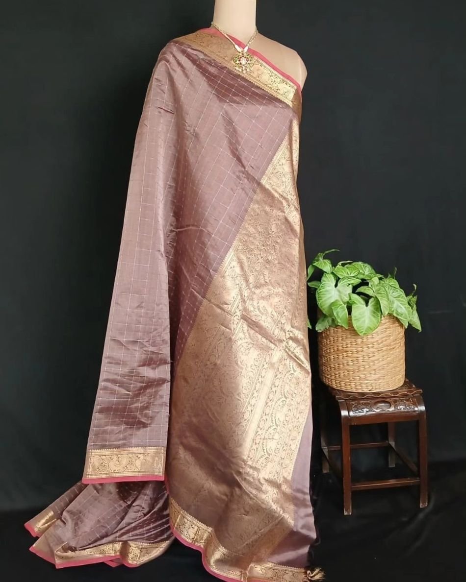 Silk-Cotton Kanchi Handweave with Zari - (SCHZ0020) - Image 7