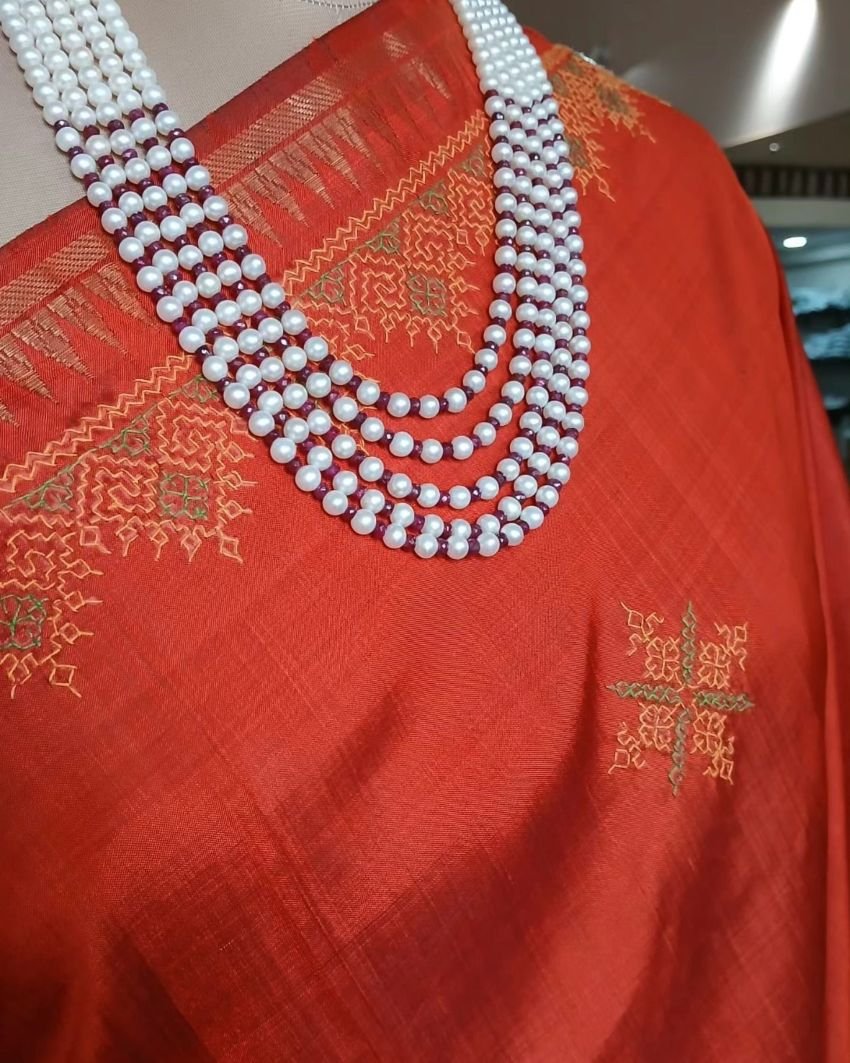 Kasuti Hand Embroidered Silk Saree - (KHES0002) - Image 7