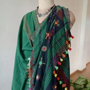 Lambani Hand Embroidery on Handspun Handwoven Cotton Saree - (LHCS0002)