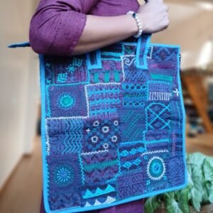 Boho Patchwork Tote Bag with Hand-Embroidery -(TOTB1101)