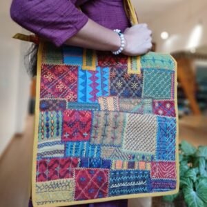 Boho Patchwork Tote Bag with Hand-Embroidery -(TOTB1111)
