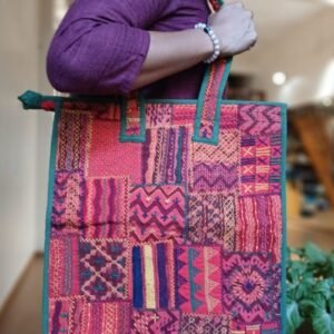 Boho Patchwork Tote Bag with Hand-Embroidery -(TOTB1113)