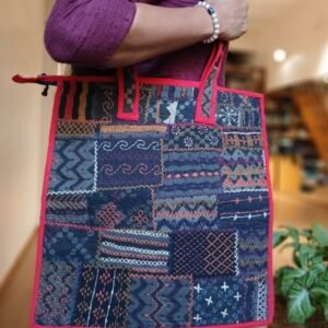 Boho Patchwork Tote Bag with Hand-Embroidery -(TOTB1114)