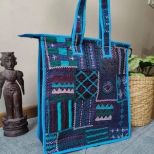 Boho Patchwork Tote Bag with Hand-Embroidery -(TOTB0002)