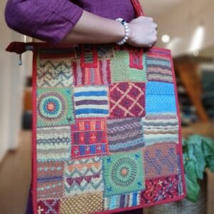 Boho Patchwork Tote Bag with Hand-Embroidery -(TOTB1103)