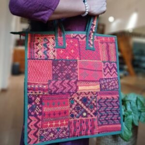 Boho Patchwork Tote Bag with Hand-Embroidery -(TOTB1105)