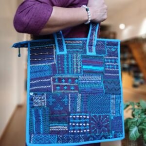 Boho Patchwork Tote Bag with Hand-Embroidery -(TOTB1107)