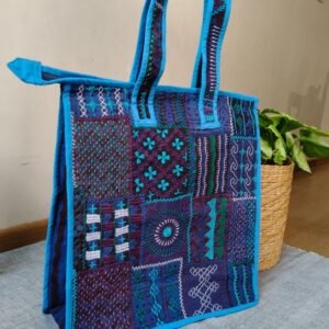 Boho Patchwork Tote Bag with Hand-Embroidery -(TOTB0007)