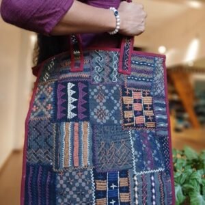 Boho Patchwork Tote Bag with Hand-Embroidery -(TOTB1108)