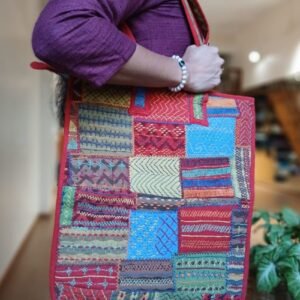 Boho Patchwork Tote Bag with Hand-Embroidery -(TOTB1109)