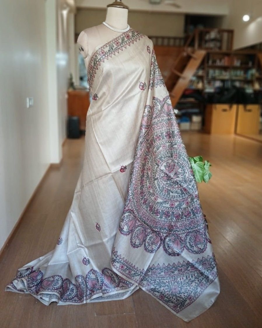 Madhubani on Tussar Silk – (MADT0035) - Image 2