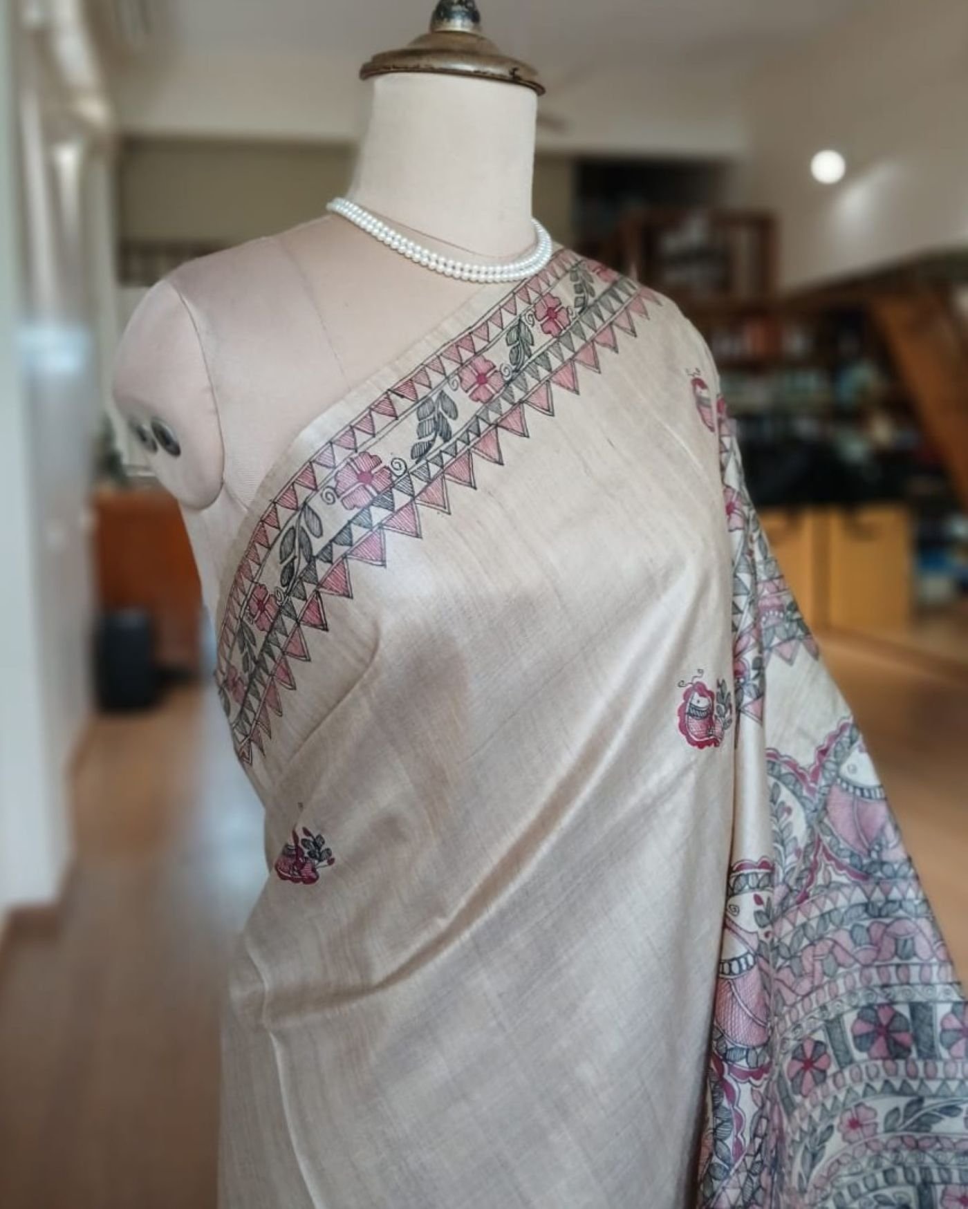 Madhubani on Tussar Silk – (MADT0035) - Image 3