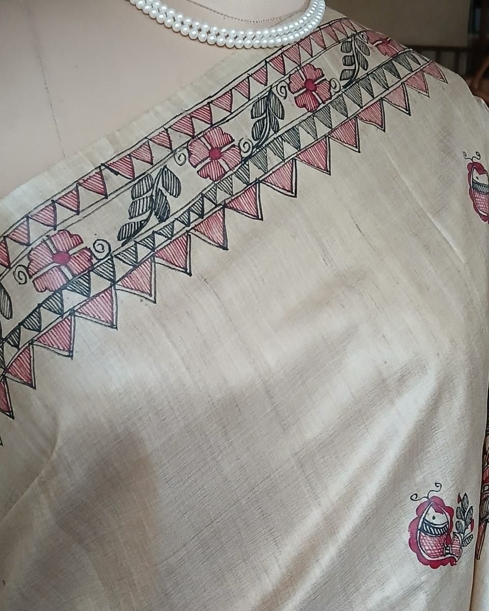 Madhubani on Tussar Silk – (MADT0035) - Image 4