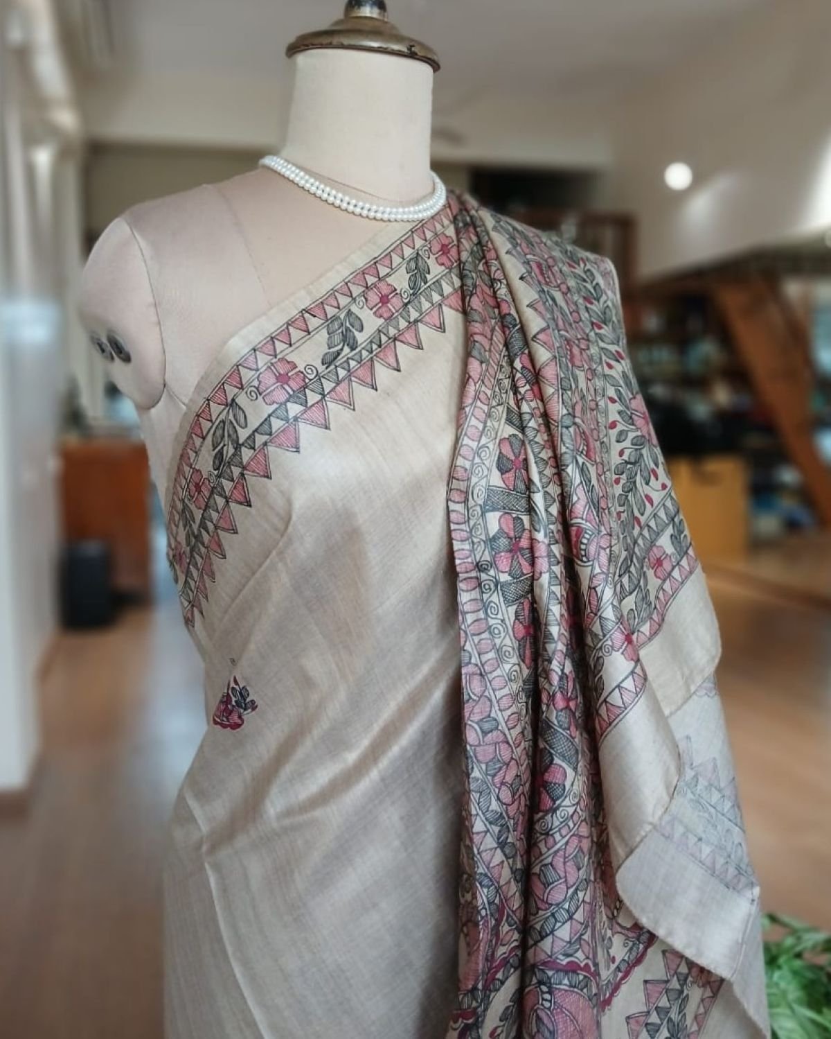 Madhubani on Tussar Silk – (MADT0035) - Image 6