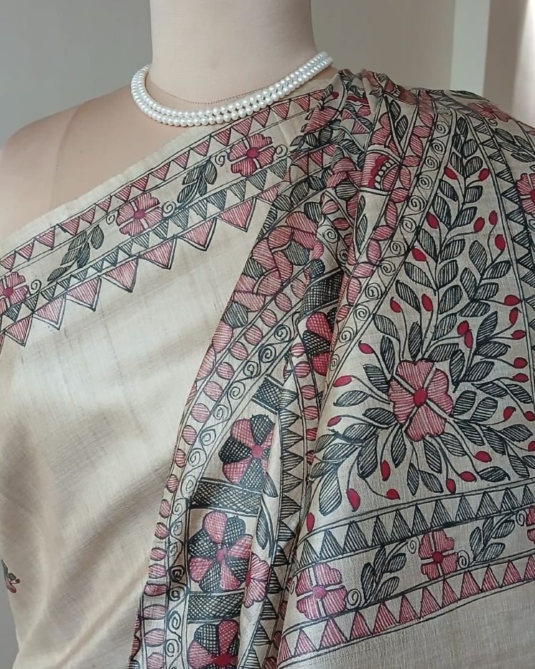 Madhubani on Tussar Silk – (MADT0035)