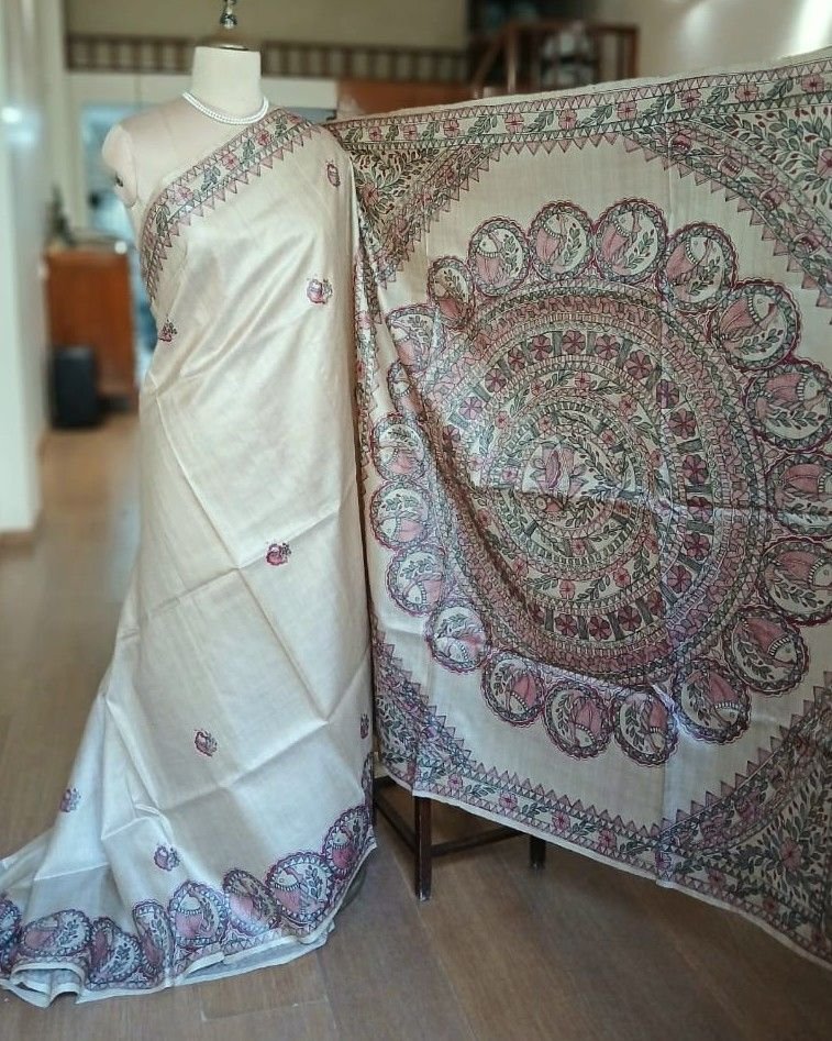 Madhubani on Tussar Silk – (MADT0035) - Image 5