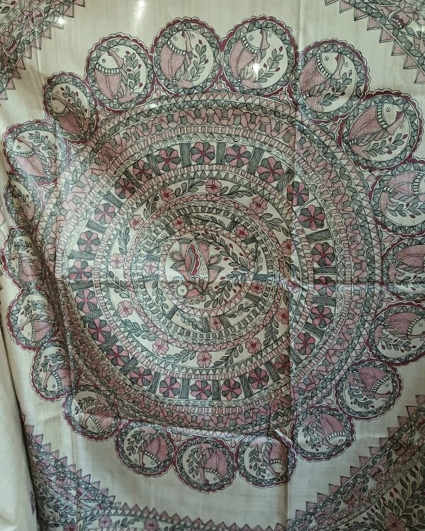 Madhubani on Tussar Silk – (MADT0035) - Image 9