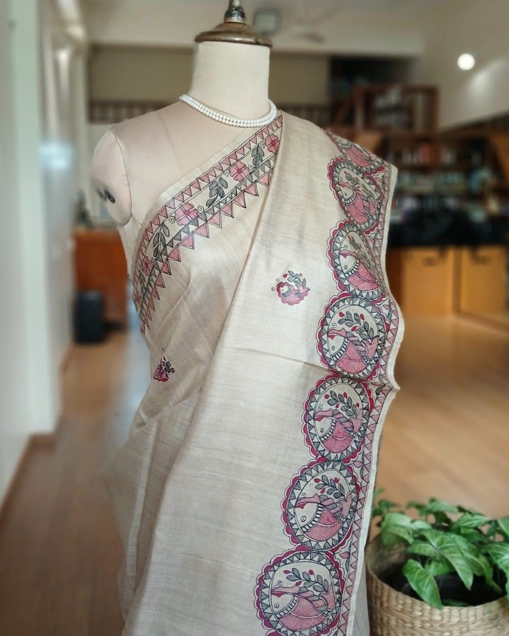 Madhubani on Tussar Silk – (MADT0035) - Image 7