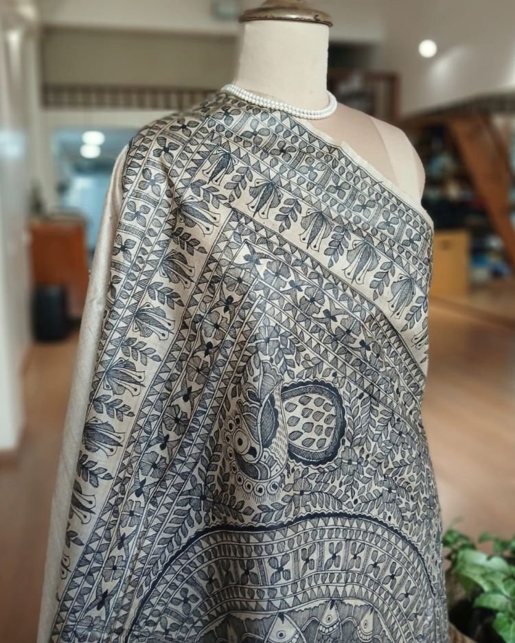 Madhubani on Tussar Silk – (MADT0038) - Image 9