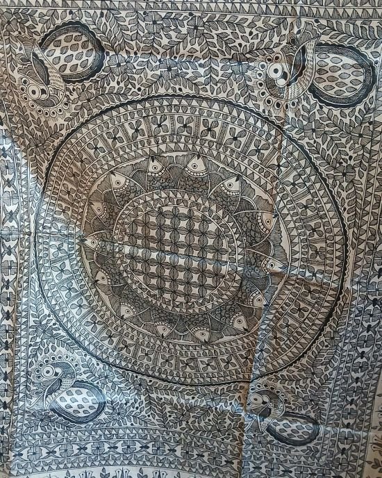 Madhubani on Tussar Silk – (MADT0038) - Image 10