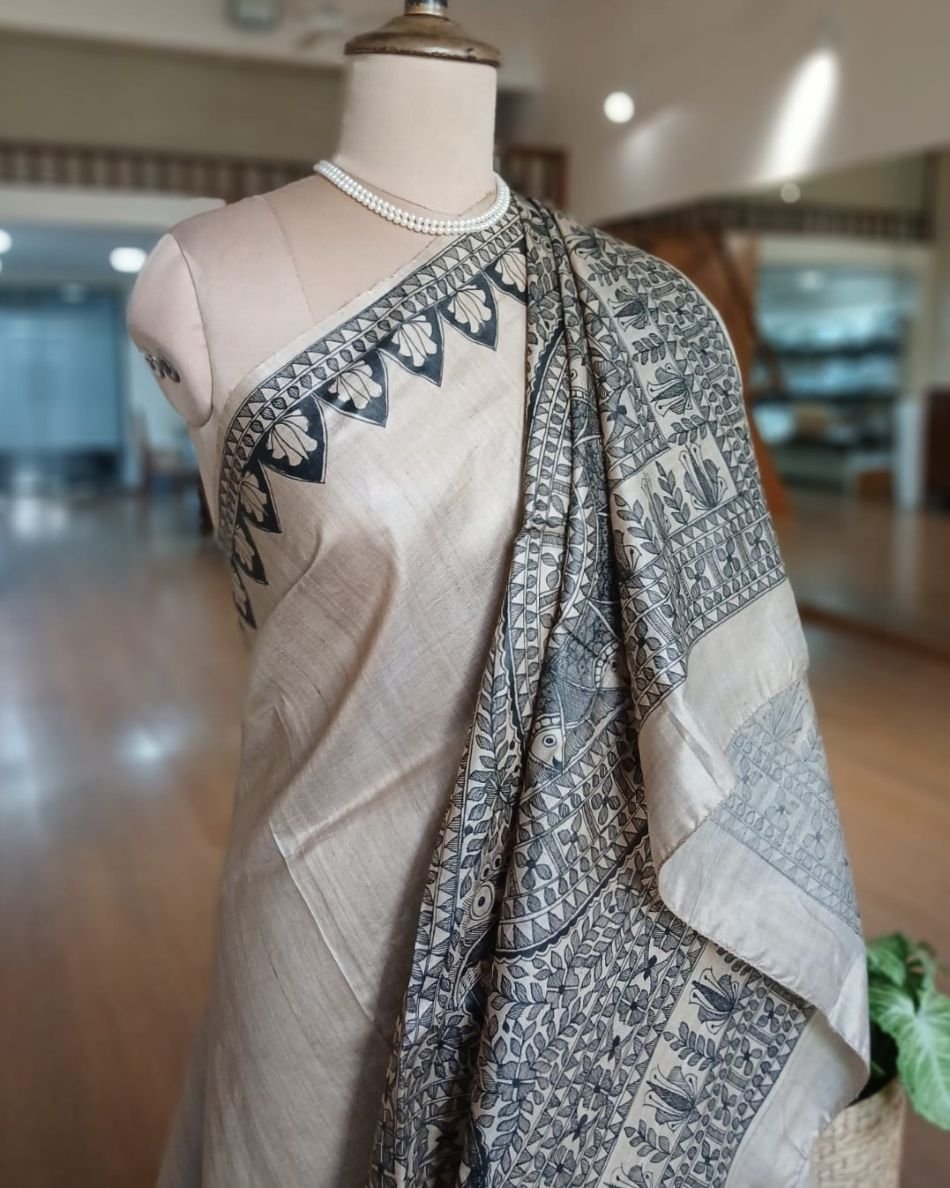 Madhubani on Tussar Silk – (MADT0038) - Image 6