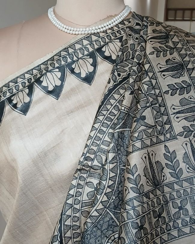 Madhubani on Tussar Silk – (MADT0038)