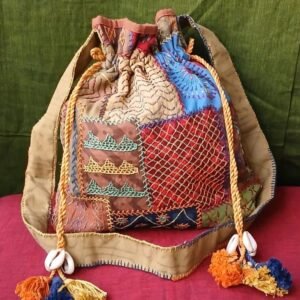Patchwork Embroidered Drawstring Bag - (PEDB0022)
