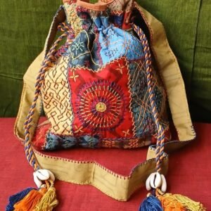 Patchwork Embroidered Drawstring Bag - (PEDB0024)