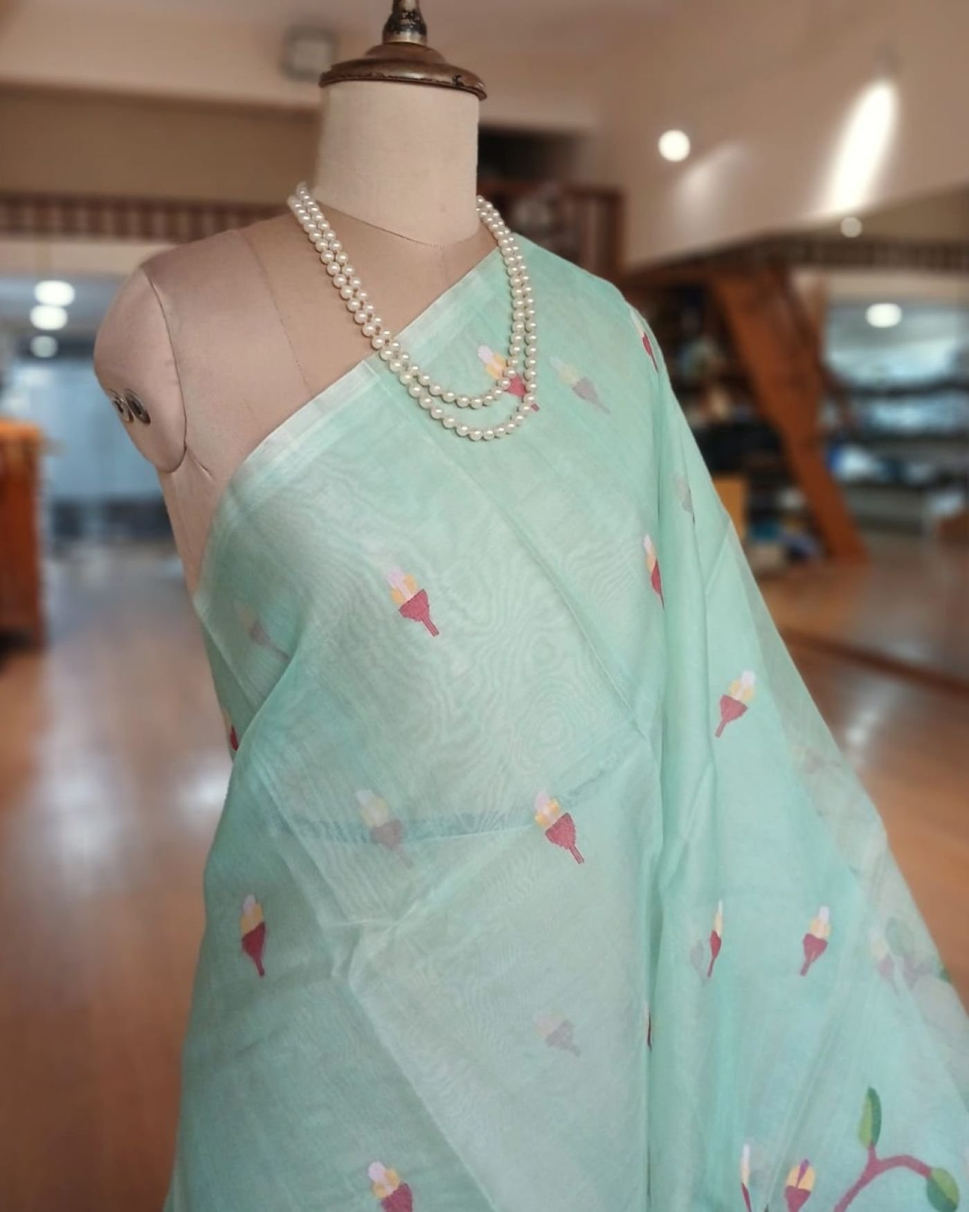 Handweave Jamdani Silk Saree – (SJMS1146) - Image 2