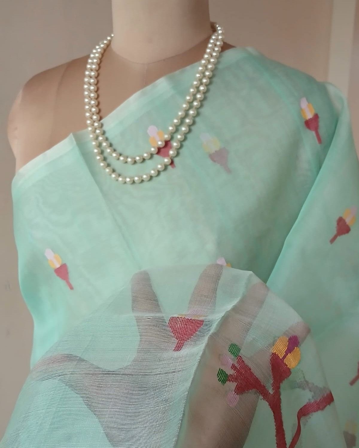 Handweave Jamdani Silk Saree – (SJMS1146) - Image 3