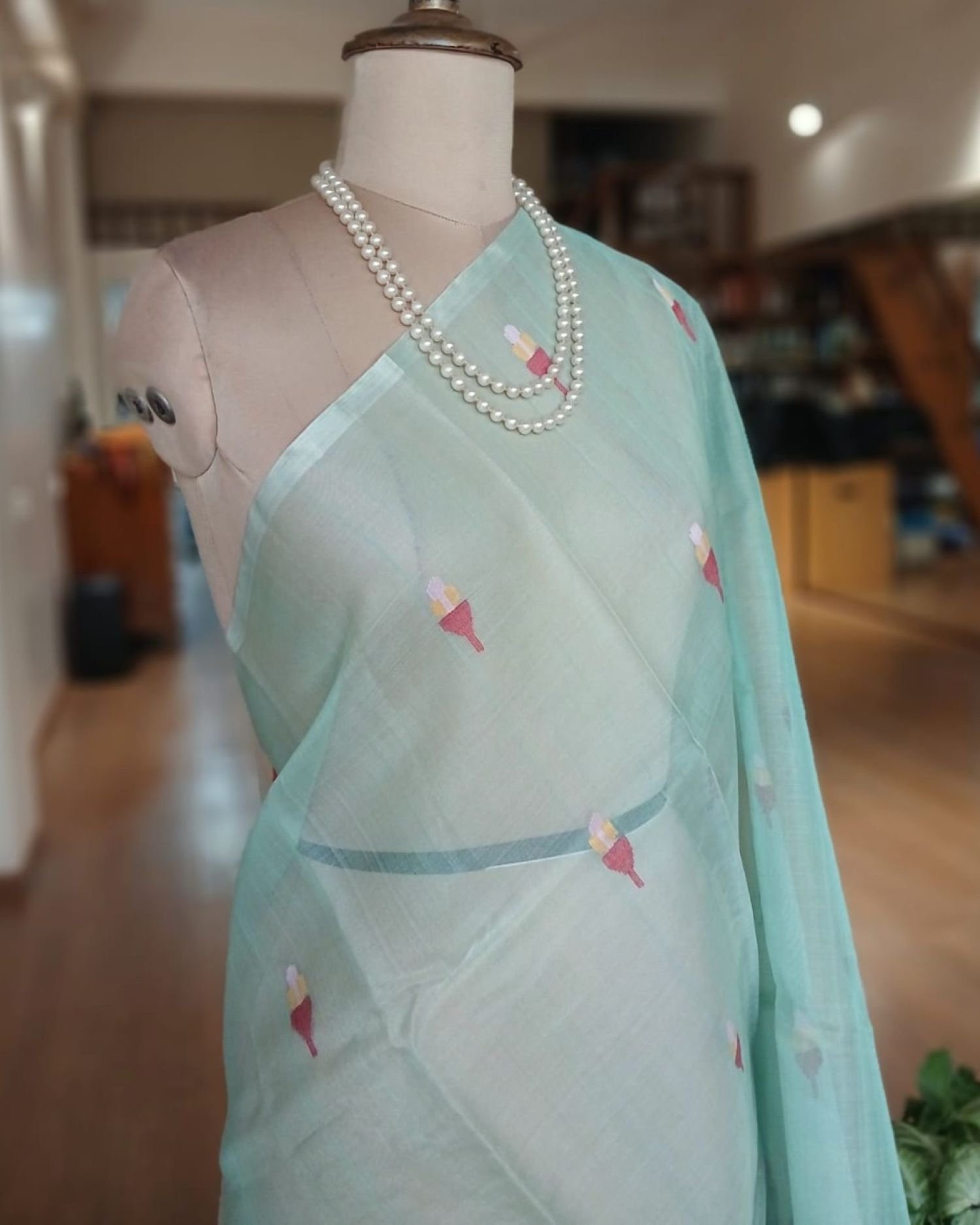 Handweave Jamdani Silk Saree – (SJMS1146) - Image 4