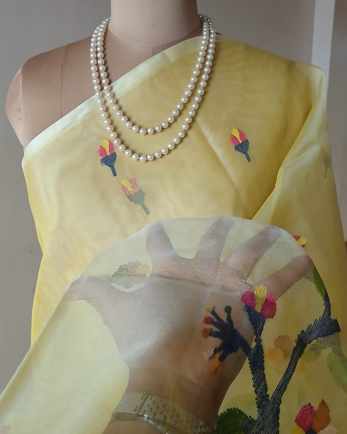 Handweave Jamdani Silk Saree – (SJMS1150) - Image 3