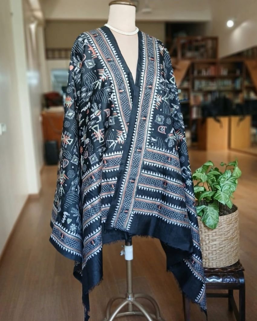 Pure Silk Kantha Dupatta from Santiniketan – (KSDS1009)