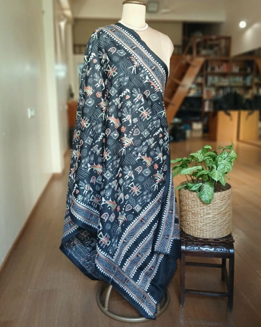 Pure Silk Kantha Dupatta from Santiniketan – (KSDS1009) - Image 6