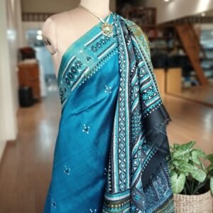 Santiniketan Kantha Saree in pure Bisnupuri Silk – (SNBK1080)