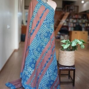 Ajrakh Applique Saree in Mul Cotton – (MCAS1045)