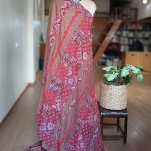 Ajrakh Applique Saree in Mul Cotton – (MCAS1046)