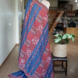 Ajrakh Applique Saree in Mul Cotton – (MCAS1048)
