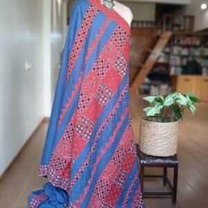 Ajrakh Applique Saree in Mul Cotton – (MCAS1050)