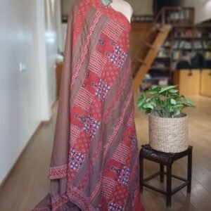 Ajrakh Applique Saree in Mul Cotton – (MCAS1051)