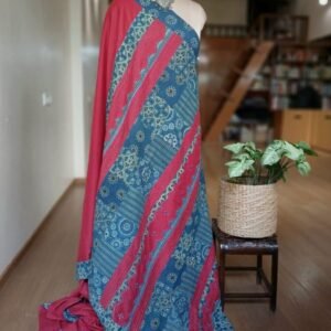 Ajrakh Applique Saree in Mul Cotton – (MCAS1053)