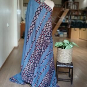 Ajrakh Applique Saree in Mul Cotton – (MCAS1052)