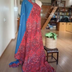 Ajrakh Applique Saree in Mul Cotton – (MCAS1054)