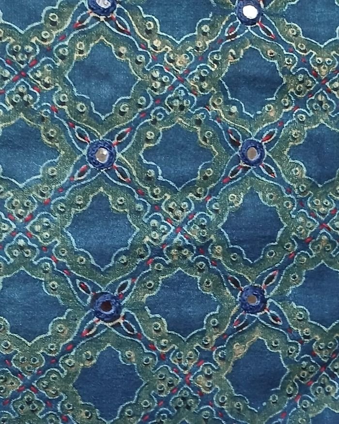 Ajrakh Cushion Covers in Natural Dyes with Hand Embroidery – (CUSH1111) - Image 4
