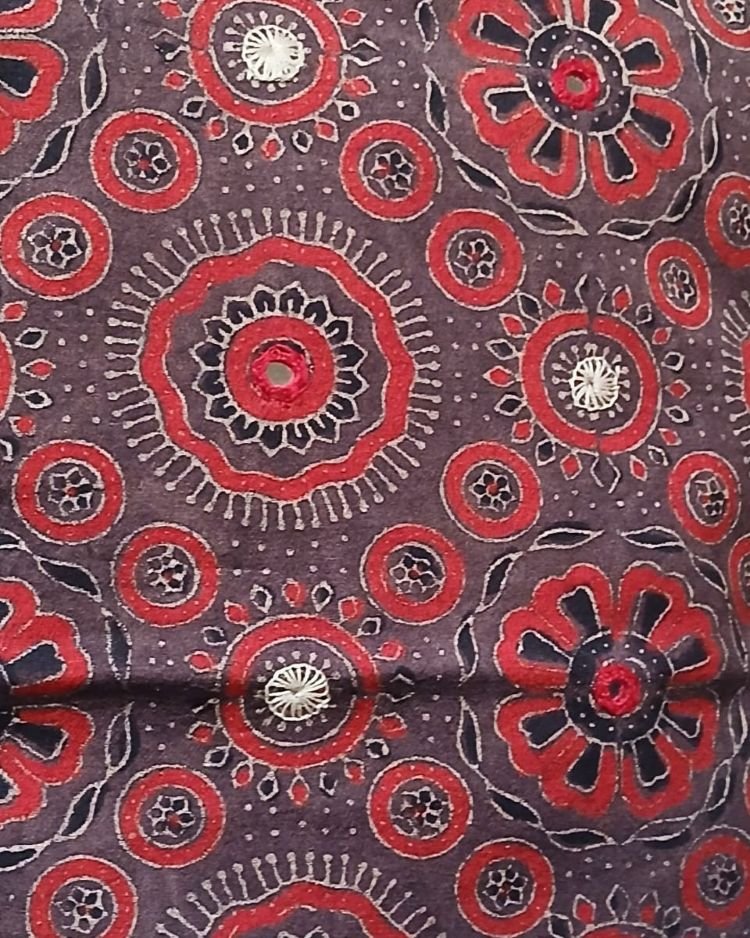 Ajrakh Cushion Covers in Natural Dyes with Hand Embroidery – (CUSH1114) - Image 4