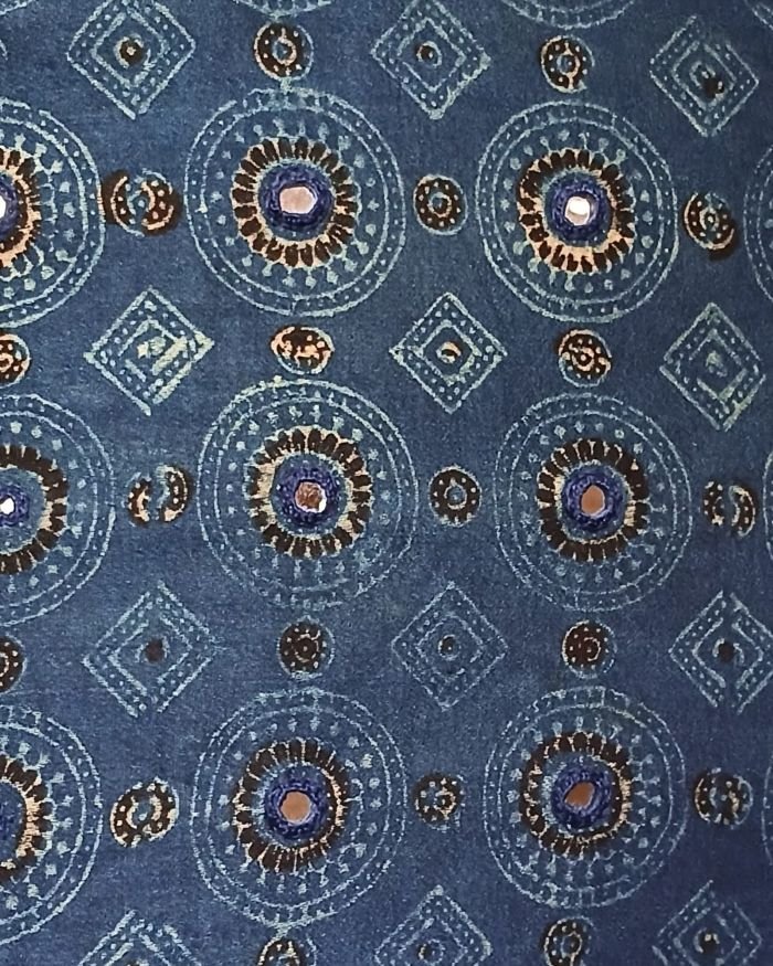 Ajrakh Cushion Covers in Natural Dyes with Hand Embroidery – (CUSH1115) - Image 4
