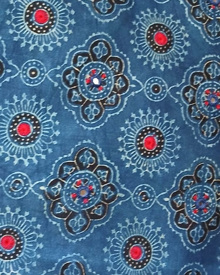 Ajrakh Cushion Covers in Natural Dyes with Hand Embroidery – (CUSH1117) - Image 4