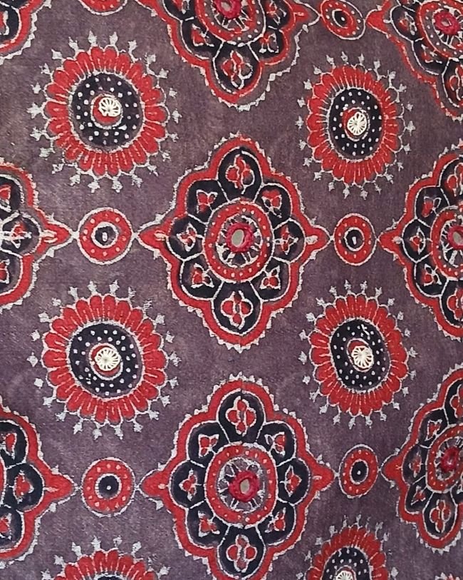 Ajrakh Silk-Cotton Cushion Covers in Natural Dyes with Hand Embroidery – (CUSH1119) - Image 4