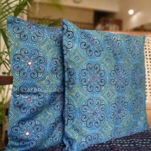Ajrakh Cushion Covers in Natural Dyes with Hand Embroidery – (CUSH1102)